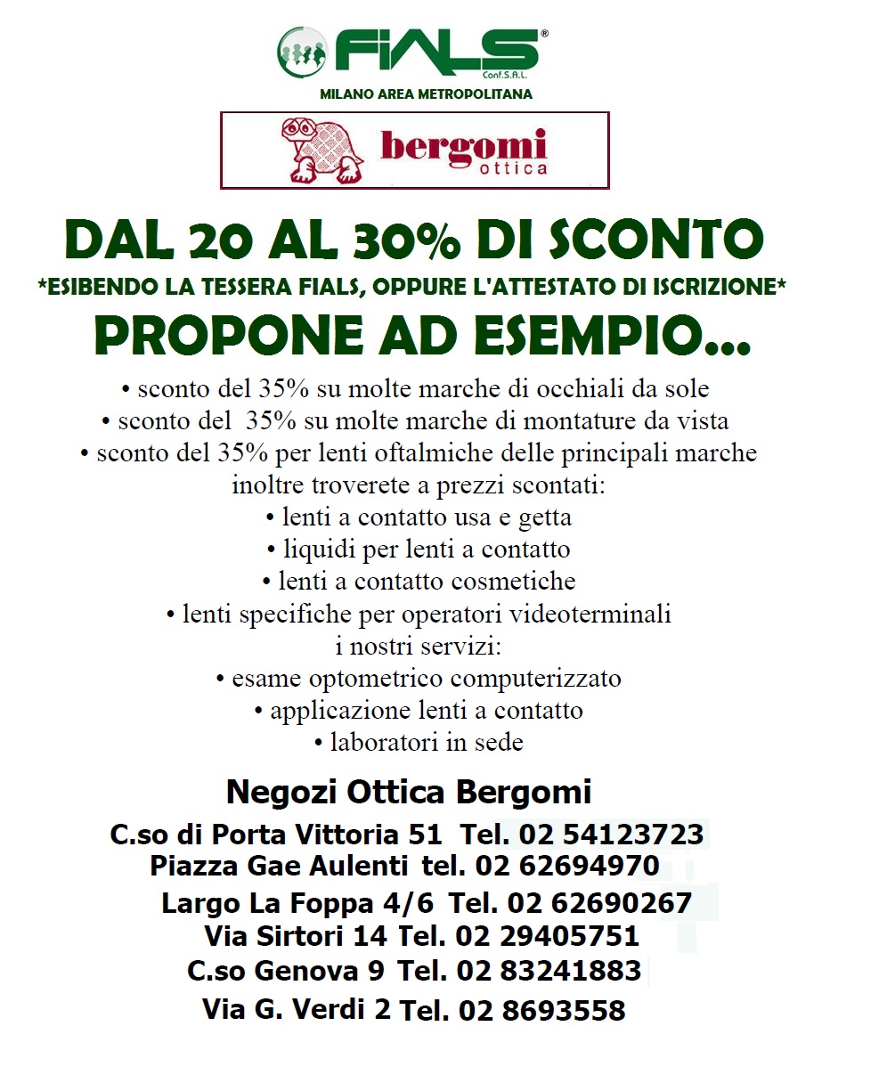Ottica Bergomi Sindacato Fials Milano